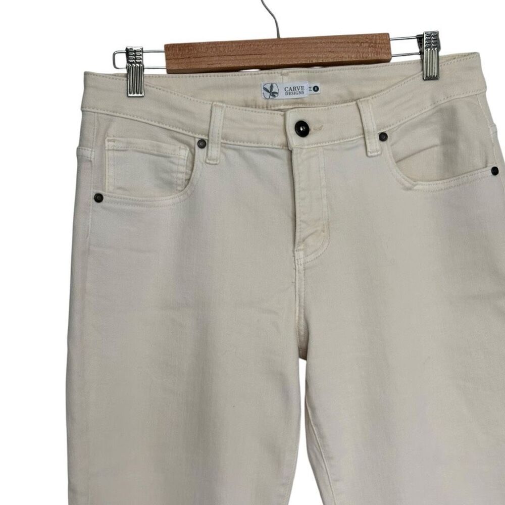Carve Designs Carson Jeans Cream / Ecru Denim Size 8 Raw Hem Boyfriend Style - Picture 3 of 9